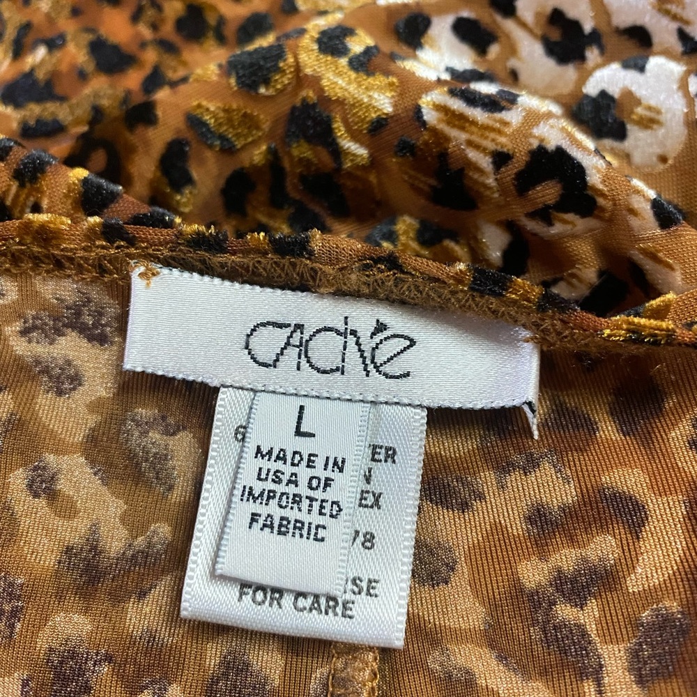 Cache Stretch Velvet Leopard Print Top Size Large - image 4